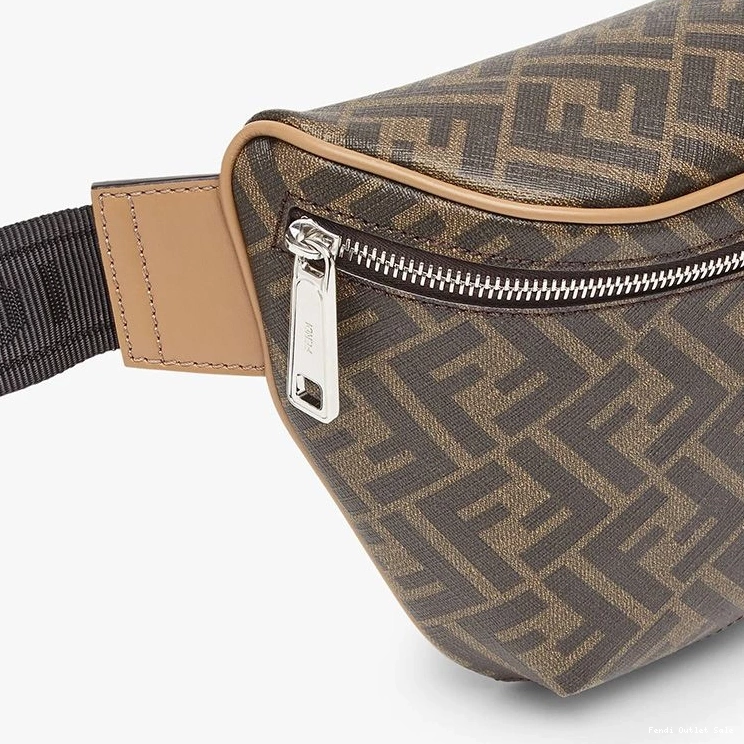 Cheap FF Brown Bag Black In Fendi Belt Motif Fabric 0730